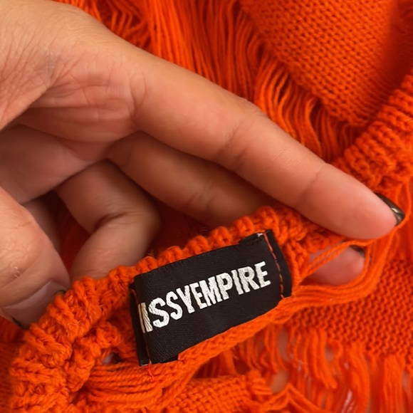 Missy Empire - Adriana Orange Halter Neck Laddered Knit Dress - Picture 5 of 5